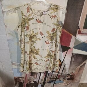 Tropical Print Sleeveless Top